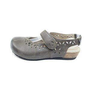 Aetrex Cheryl Slingback Mary Jane Comfort Sandals Gray Leather Womens US 8
